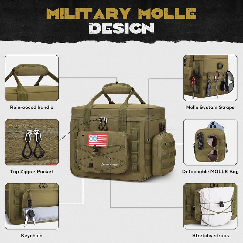 Maelstrom Tactical Lunch Box, Insulated Lunch Bag for Men, Large Durable Leakproof Cooler Bag with Detachable MOLLE Bags, Modern Lunch Tote for Adult Women Work,Picnic,20 Cans/15 L, Khaki - Image 4